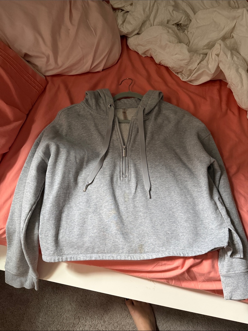 Calvin Klein Light Gray Quarter-Zip Hooded Sweatshirt